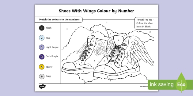 Shoes With Wings Colour-by-Number Activity
