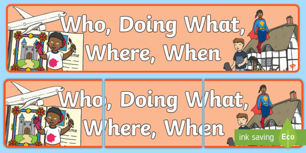Who Doing What Where When Display Banner (teacher made)