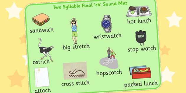 Two Syllable Final Ch Sound Word Mat 2 (teacher Made)