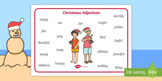 Australian Christmas Adjectives Word Mat Teacher Made