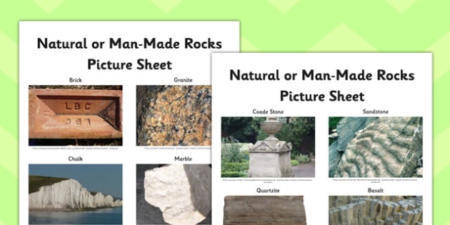 Natural or Man-Made Rocks KS2 Picture Sheet (teacher made)