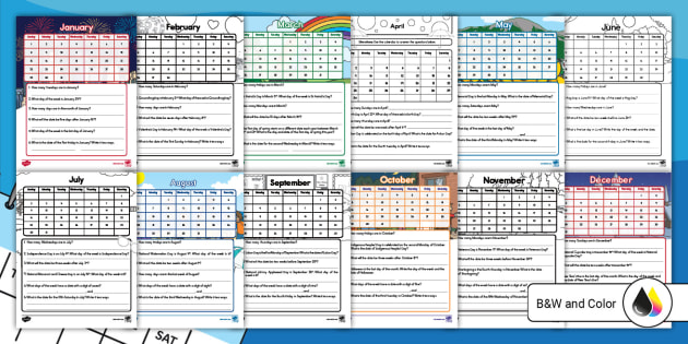 Reading a Calendar Activity Pack for K-2nd Grade - Twinkl