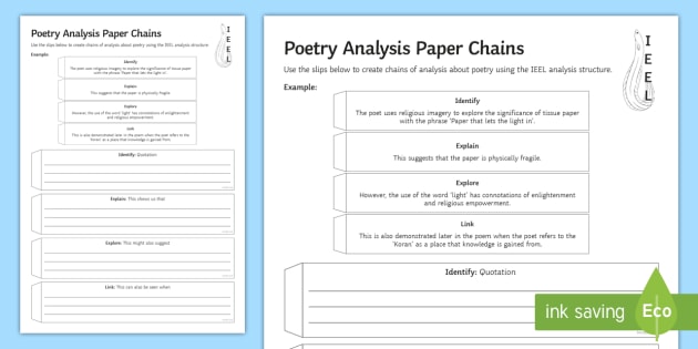 Gcse Poetry Analysis Paper Chains Worksheet Worksheet 9154