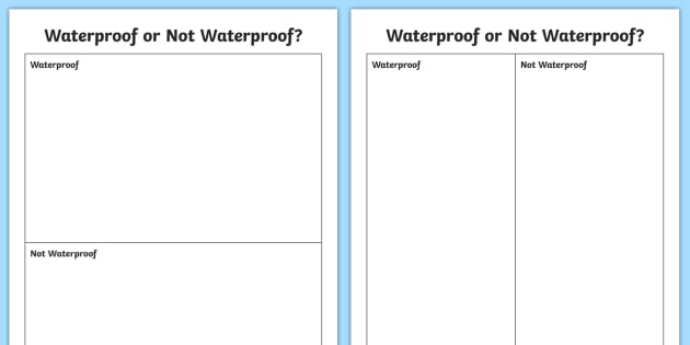 Waterproof or Not Waterproof Sorting Table (teacher made)