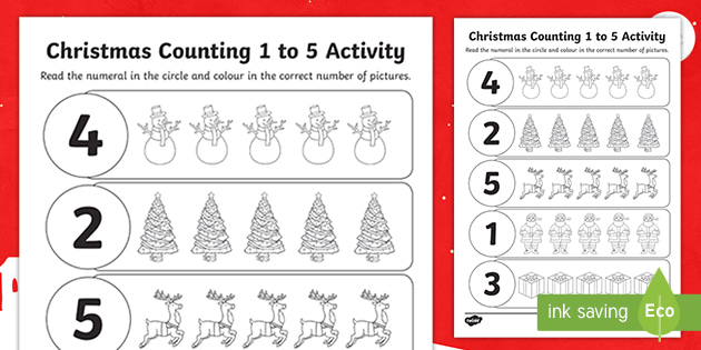 christmas counting 1 to 5 activity teacher made