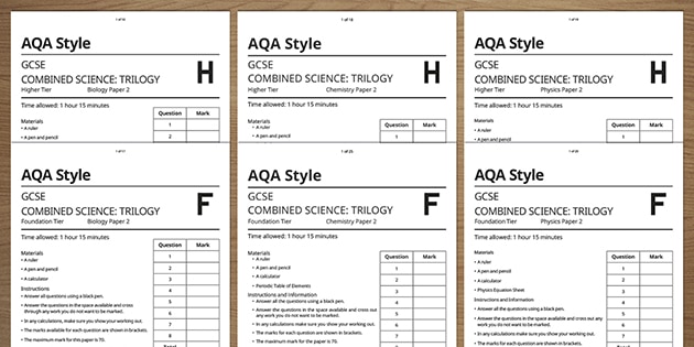 AQA GCSE Combined Science Past Papers Paper 2 Beyond