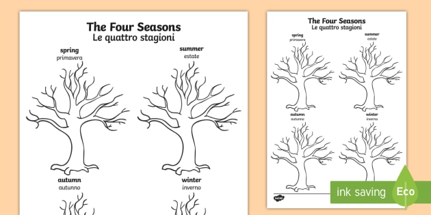 Four Seasons Tree Drawing Template Englishitalian Seasons - 