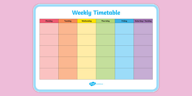 school timetable chart