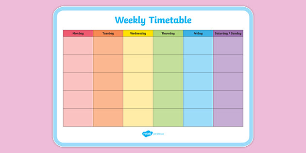 Weekly Timetable Template teacher Made 