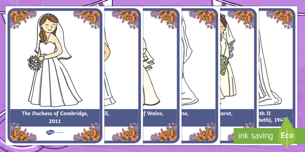 Free Royal Wedding Dresses Through The Ages A4 Display Posters