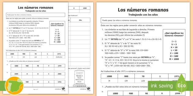 hoja de trabajo del sistema numérico egipcio