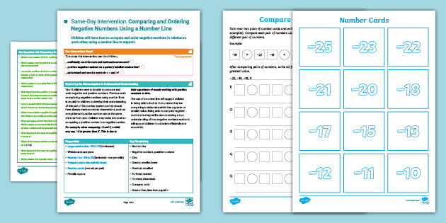 compare and order negative numbers year 5 problem solving