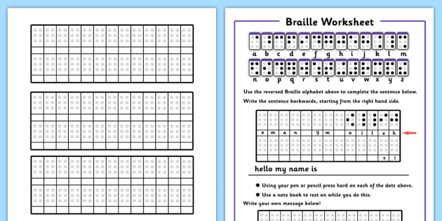 FREE! Braille Worksheets Language Resources Twinkl
