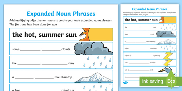 Expanded Noun Phrases Worksheets Year 3