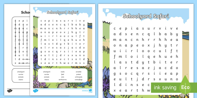 Schoolyard Safari Word Search (teacher made)