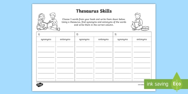 Thesaurus Skills Worksheet / Worksheet - Thesaurus Skills Worksheet