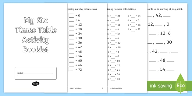 six times table activity booklet multiplication multiply