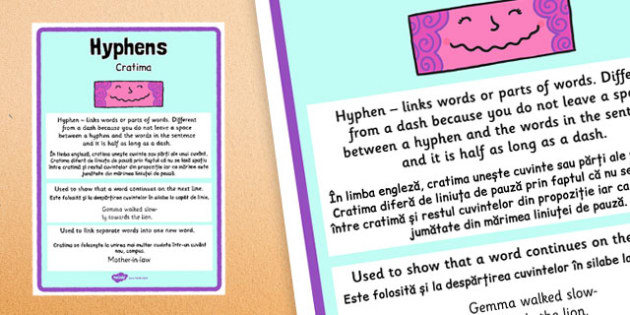 Hyphens Punctuation Poster Romanian Translation