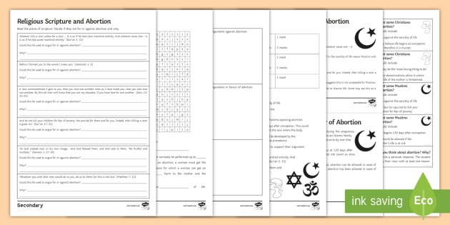 Religion And Abortion Activity Pack (Teacher-Made)