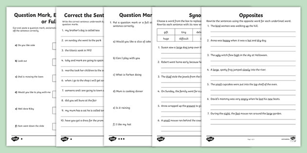 worksheets with english grammar activities for young kids