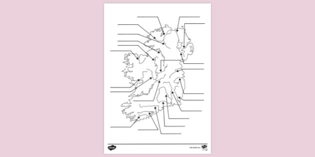 FREE! - Map Of Ireland With Blank River Labels Colouring Sheet