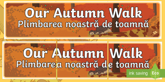 Our Autumn Walk Display Banner Romanian English Signs Labels