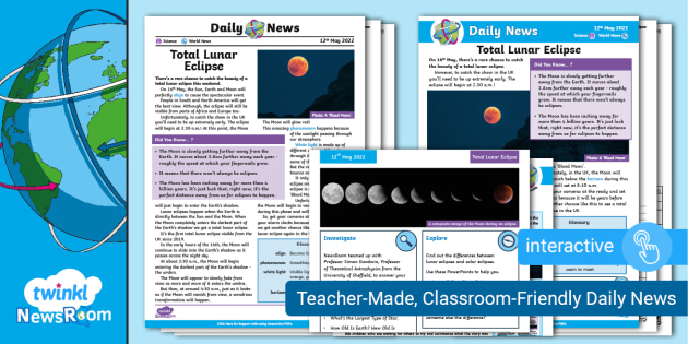 Total Lunar Eclipse - KS2 Reading Comprehension (ages 7-11)