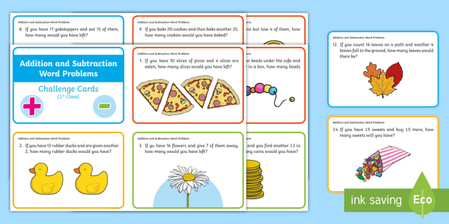 Addition And Subtraction Word Problem Challenge Cards