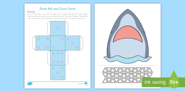 shark roll and count activity game teacher made