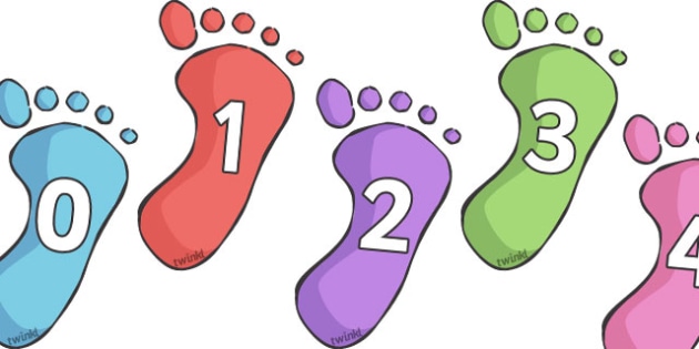 Numbers 0-10 on Footprints - Footprint, hand, foot, Foundation