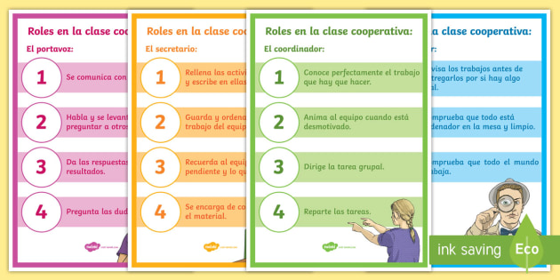 roles de aprendizaje cooperativo