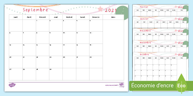 Calendrier Mensuel 2023 Original Calendrier Mensuel 2021-2022 (Teacher Made)