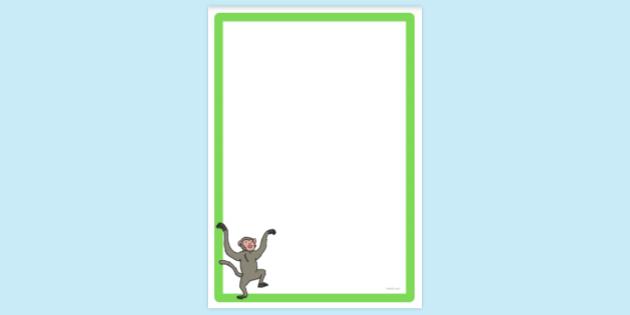 FREE! - Simple Blank Panicked Monkey Page Border | Page Borders