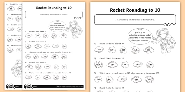 rocket rounding to 10 worksheet year 4 rounding sheet