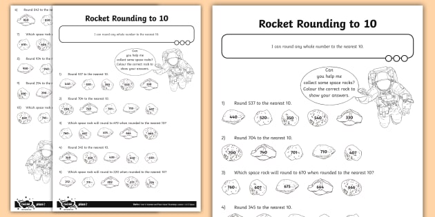 Round each number to the nearest ten Worksheet