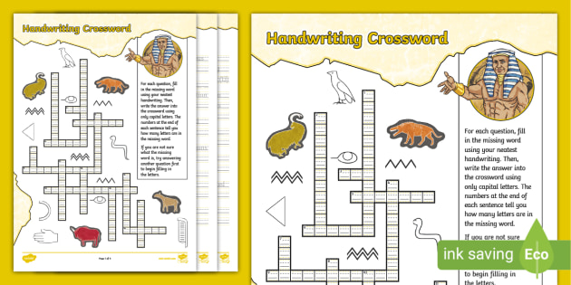 KS2 Handwriting Crossword: All About the Ancient Egyptians