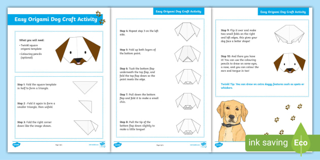 FREE! - Easy Origami Dog Craft Activity (teacher made)
