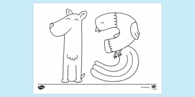Number 13 Colouring Page | Colouring Sheet
