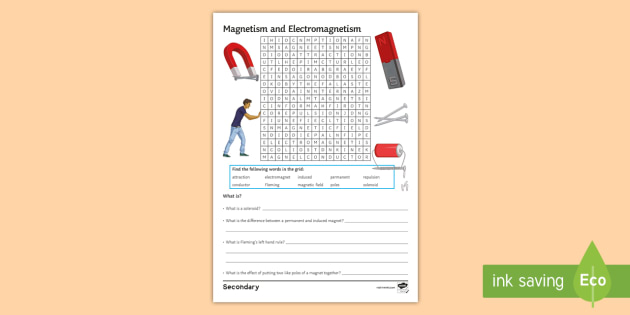 Magnetism And Electromagnetism Word Search (teacher Made)