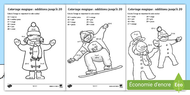 Coloriage Magique Additions Jusqu A Sur Le Theme De L Hiver