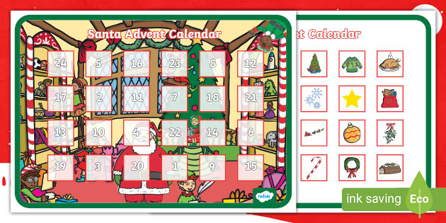 Santa Advent Calendar Activity (Teacher-Made) - Twinkl