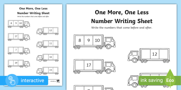One More One Less Worksheet KS1 | Primary Resources - Twinkl