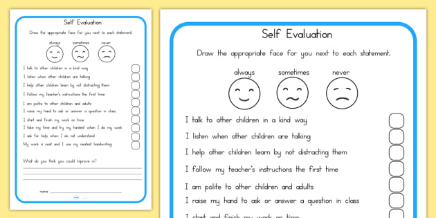 au-c letter management FREE! Evaluation behaviour management,  Self self Sheet