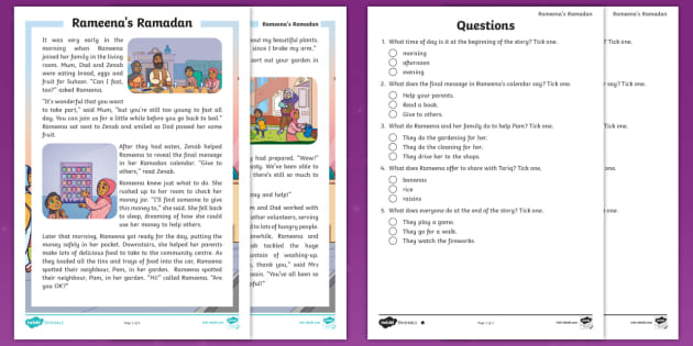 Rameena's Ramadan Differentiated Reading Comprehension Activity