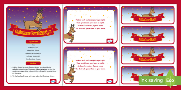 Magic Reindeer Dust: Reindeer Food Poem & Bag Tags for Christmas Eve