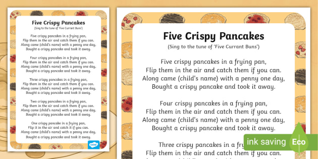 Five Crispy Pancakes Song (teacher made) - Twinkl