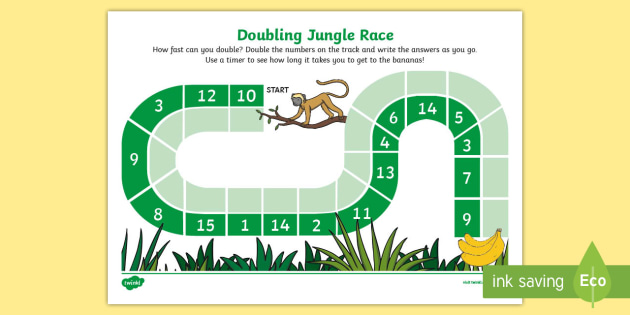 Doubling Jungle Race Worksheet / Activity Sheet - Requests KS1