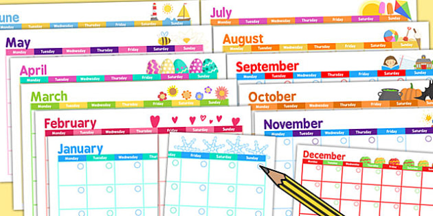 Themed Academic Calendar (teacher made)