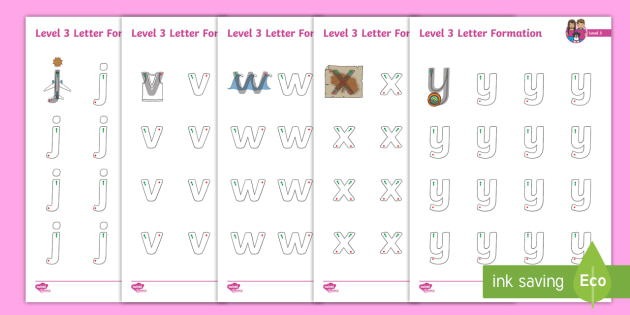 Level 3 Letter Formation Practice Worksheets (teacher made)