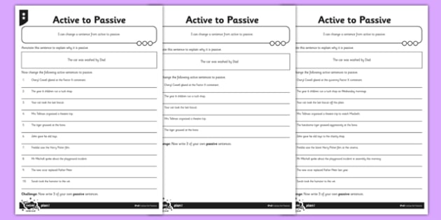 Active and Passive Voice Worksheet | Primary Resources